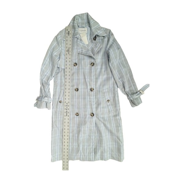 Club Monaco The Everywear Trench Coat Blue Plaid XS MSRP $379 Belt Not Included - Picture 7 of 10